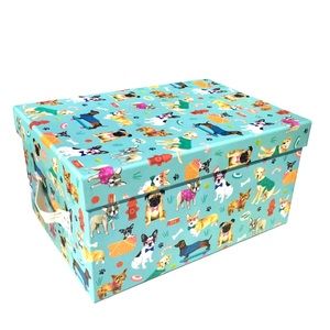 Clementine Paper Multi Dog Breeds Decorative Storage Box w/Handles, Sm (201719C)